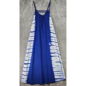 Gaby & Gracie Dress Womens Large Blue Tie Dye Sleeveless Summer Beachwear Maxi